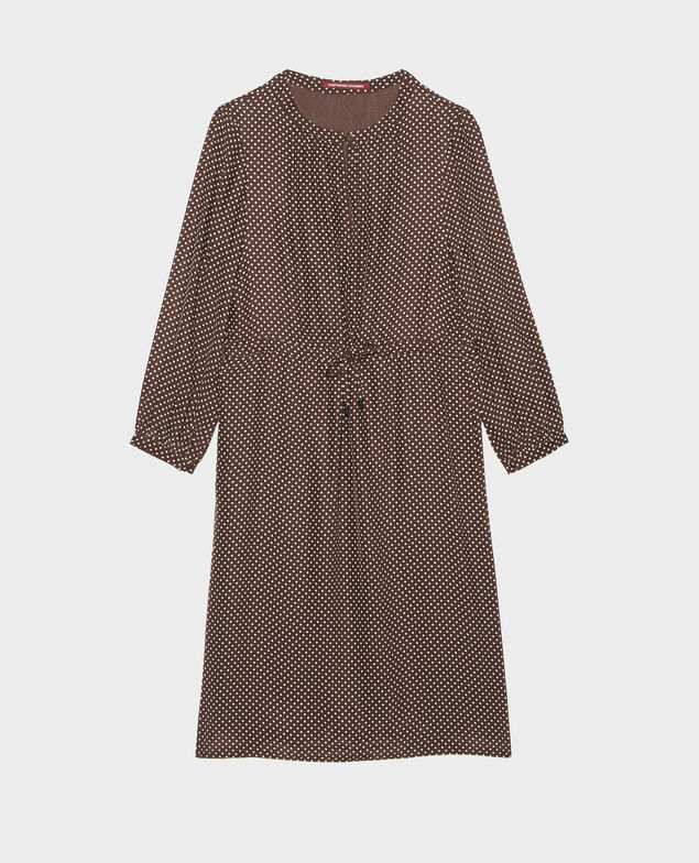 Weites Seidenkleid Little pois coffee bean