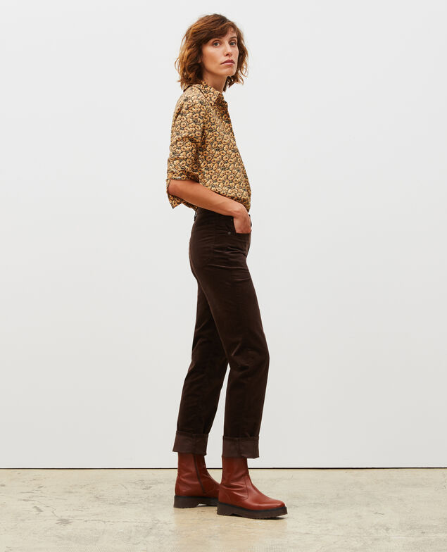 SLIM STRAIGHT - Gerade  5 Pocket-Jeans aus Samt Coffee bean