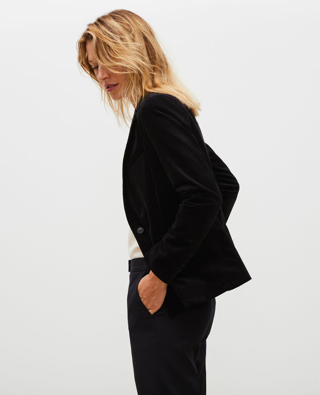 Blazer aus Samt zwei Knöpfe Black beauty