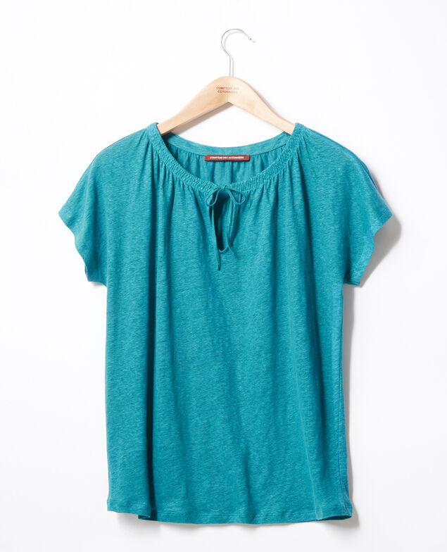 T-Shirt aus Leinen Pacific green
