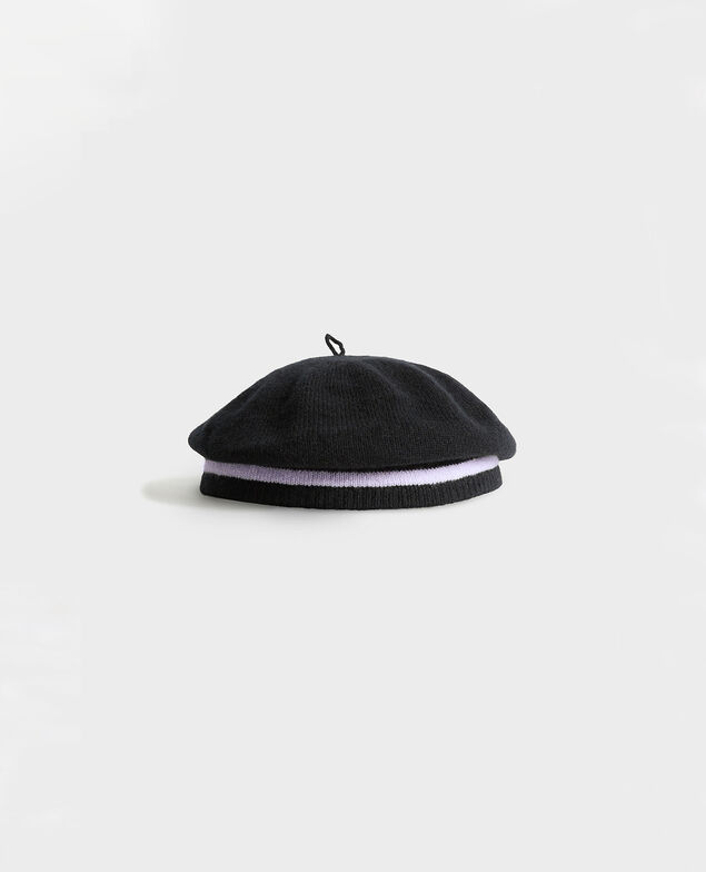 Barett aus Kaschmir Stripe black lilac