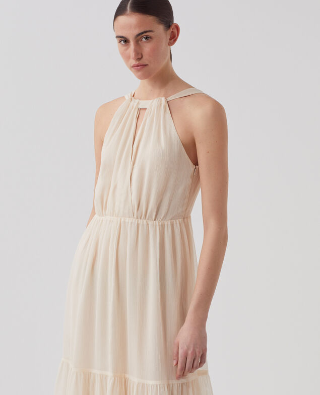 Langes fließendes Kleid H303 white swan