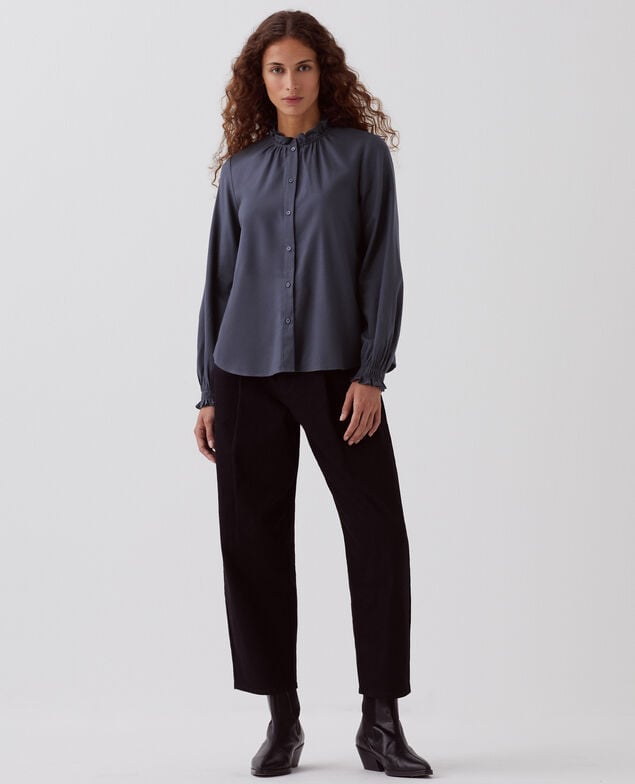 Bluse mit Volant-Kragen I083 odyssey gray