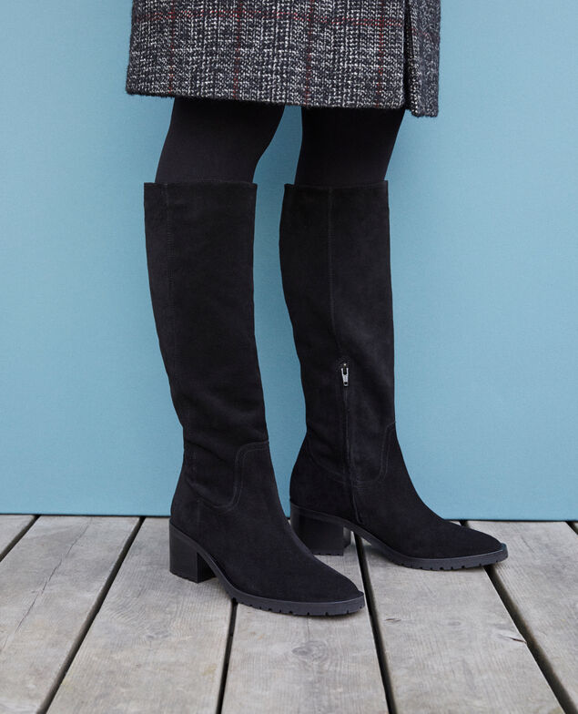 Stiefel aus Veloursleder Schwarz