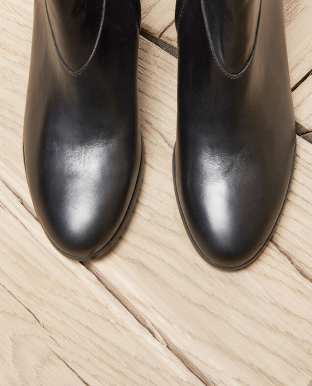 Schwarze Leder-Stiefeletten Noir