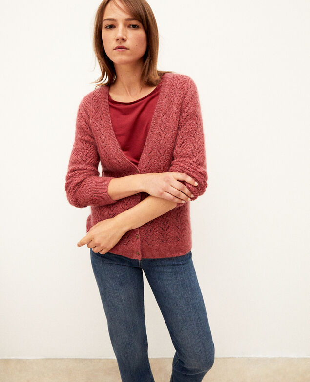 Cardigan mit Mohair Earth red