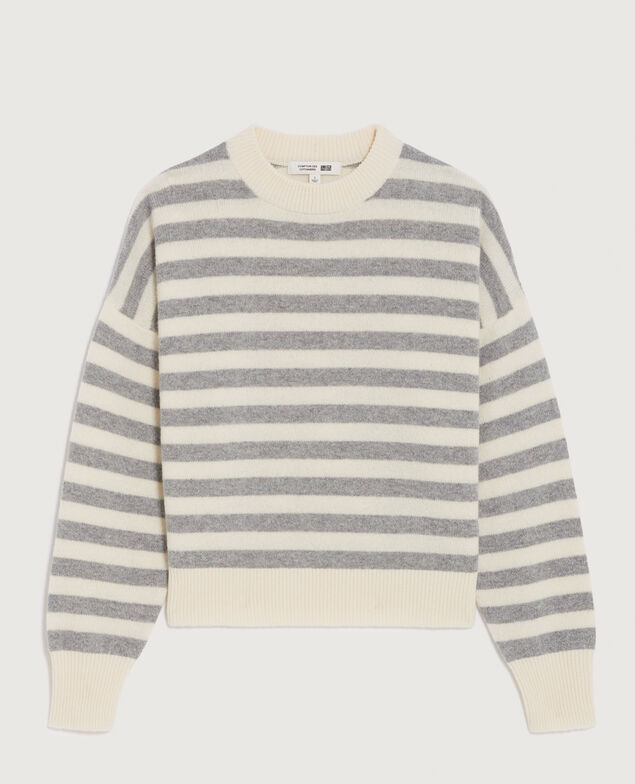 Pullover mit Rundhalsausschnitt aus Wolle K012 st grey white