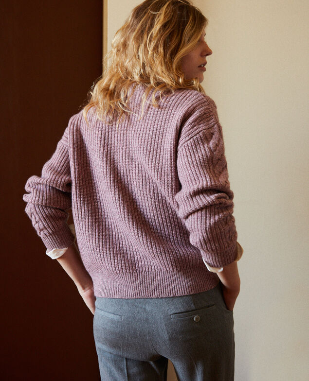 Pullover mit Zopfmuster Hushed violet
