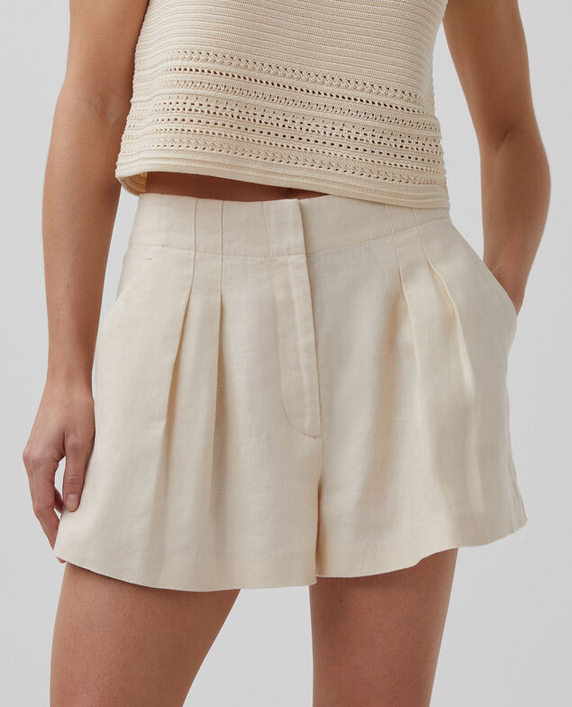 Faltenshorts aus Leinen H303 white swan