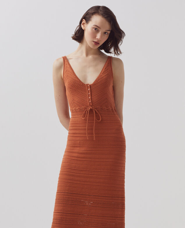 Gehäkeltes Kleid aus Baumwolle H350 amber brown
