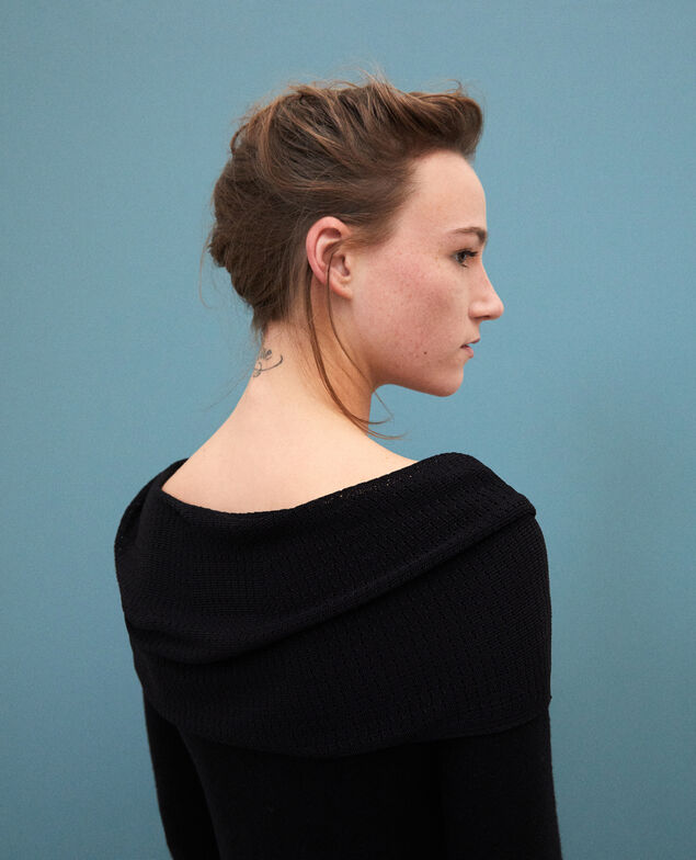 Whole Garment Kleid mit personalisierbarem Kragen Schwarz