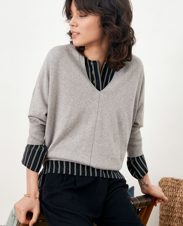 Pullover mit 3/4-Ärmeln Light grey