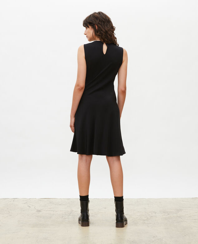 Schräg geschnittenes, ärmelloses Seidenkleid Black beauty