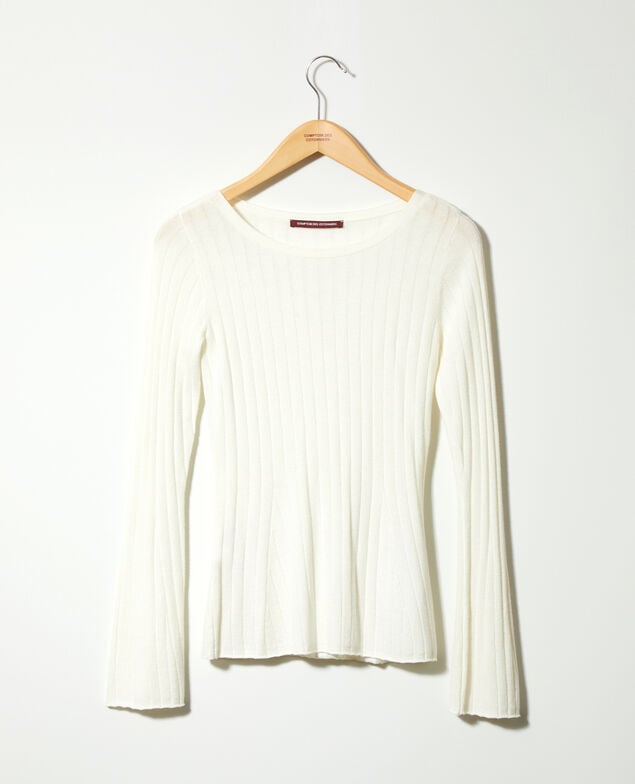 Rippstrickpullover Weiß