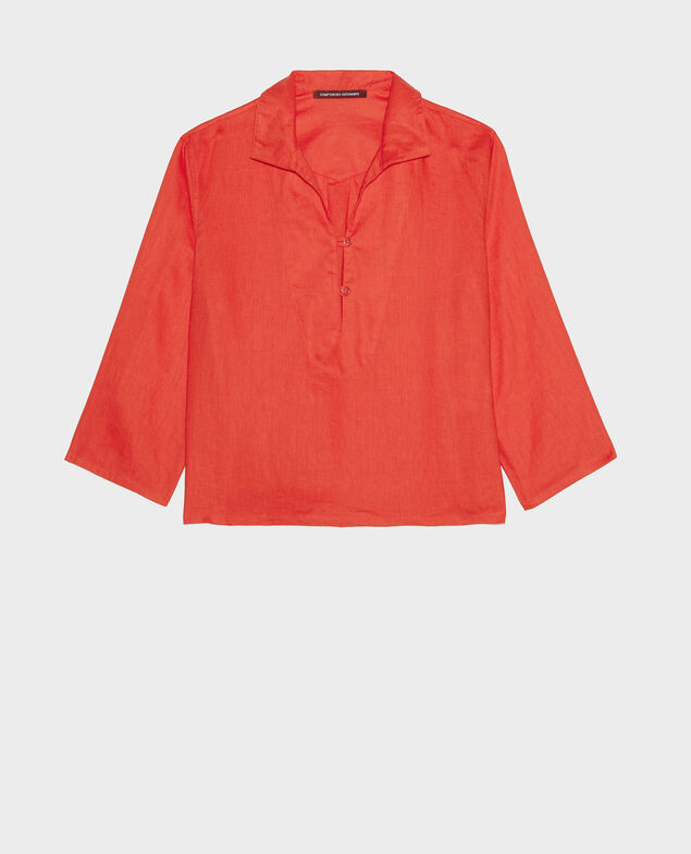Matrosenbluse aus Leinen Fiery red
