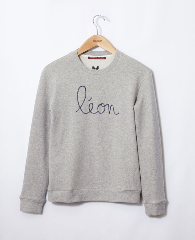Sweatshirt mit Leon-Stickerei Grau