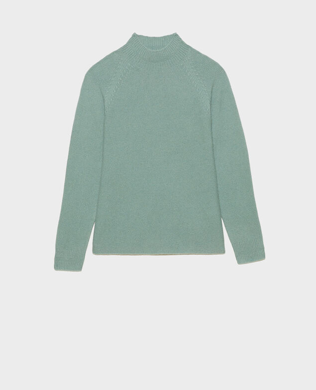Ausgestellter 3D-Pullover aus Kaschmir mit Stehkragen Chinois green
