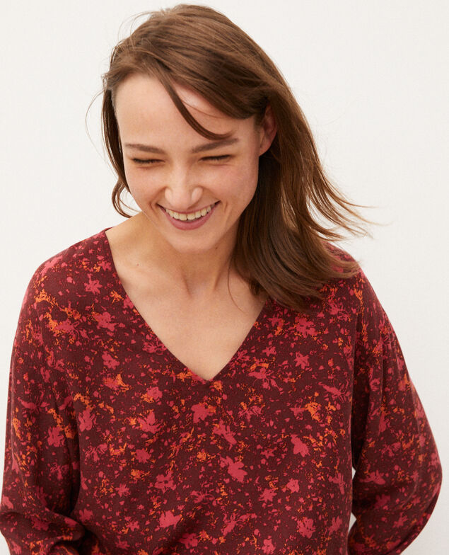 Bluse mit V-Ausschnitt Rot