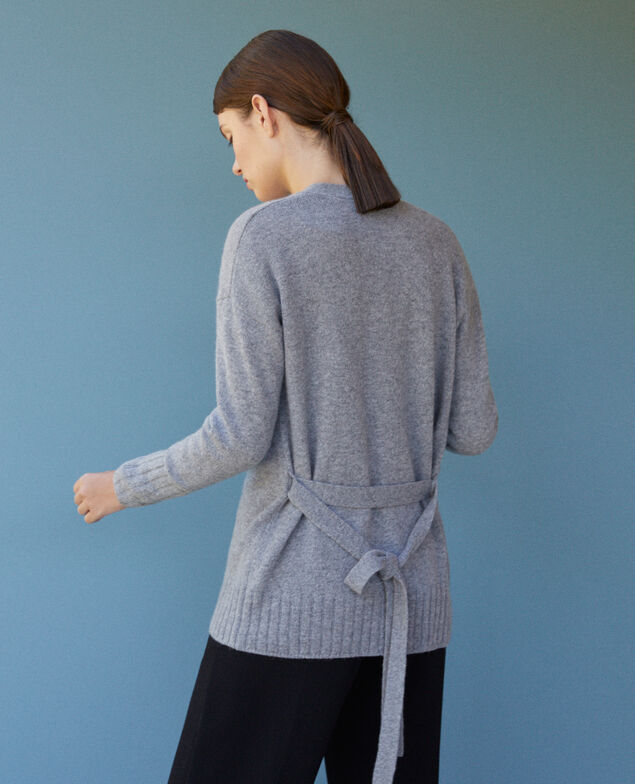 Cache-cœur-Cardigan aus Kaschmir Light heather grey