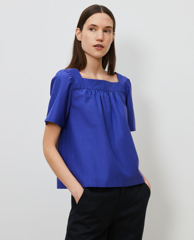 Oberteil aus Baumwolle und Seide. Royal blue