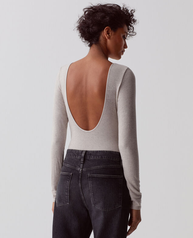 Rückenfreier Body I082 grey melange