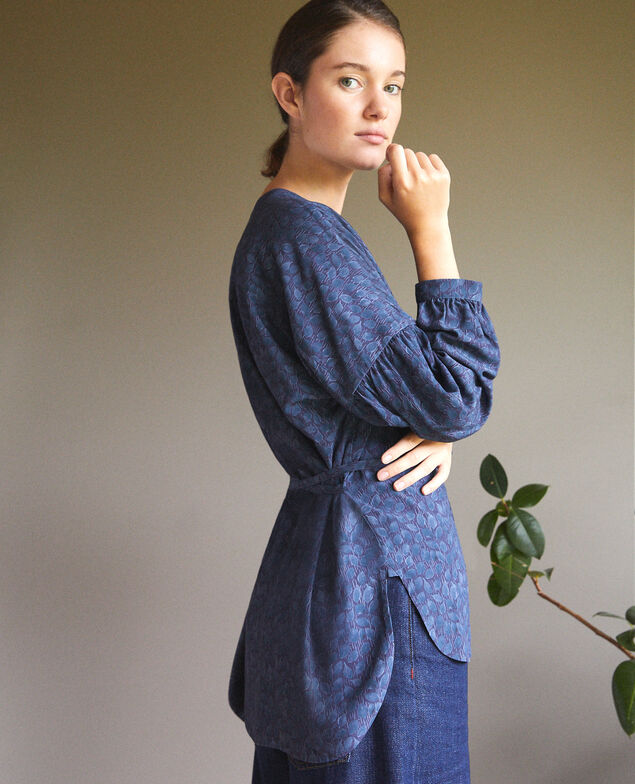 Bluse mit weitem Schnitt Blau