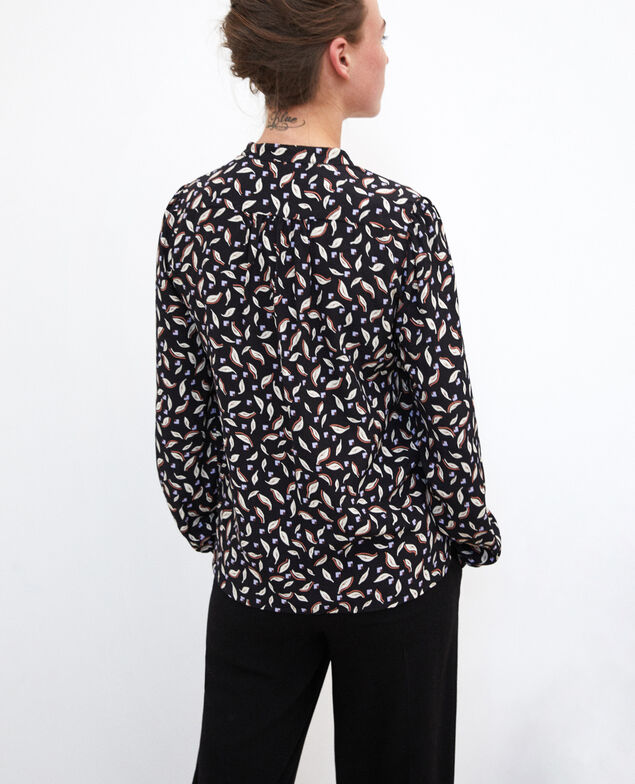 Bluse mit tunesischem Kragen Schwarz