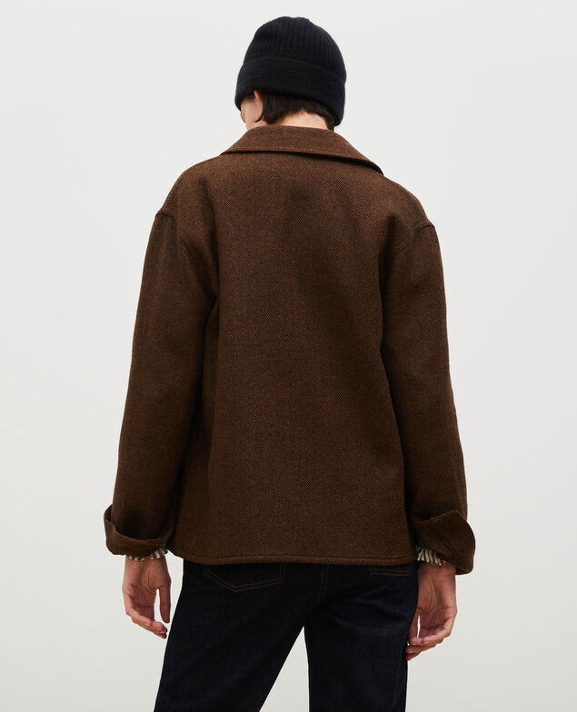 Arbeitsjacke aus Wolle mit Knöpfen Coffee bean