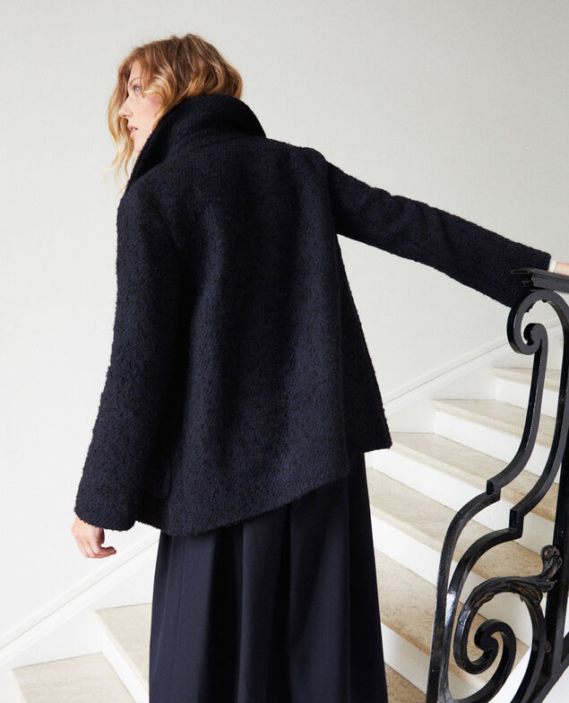 Mantel aus Walkwolle Navy