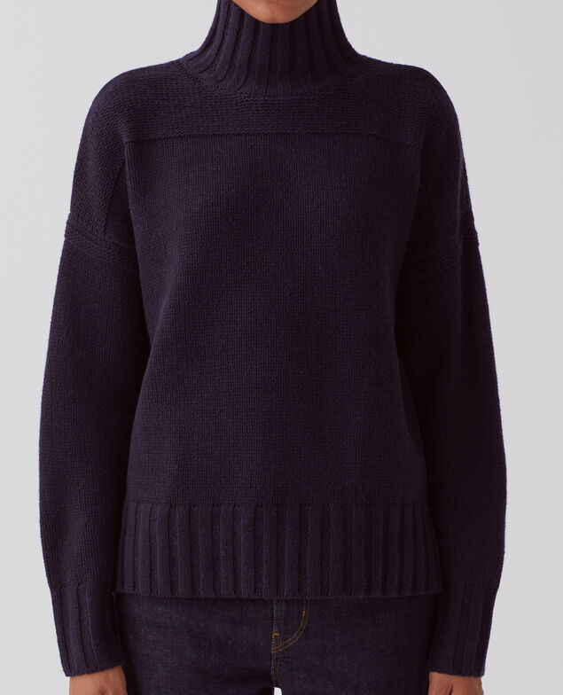 Rollkragenpullover aus Wolle H695 night sky