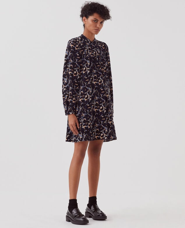 Kurzes Kleid mit fließendem Fall I686 new fl ikat navy