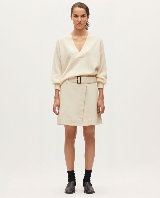 Pullover mit V-Ausschnitt aus Kaschmir K300 ecru beige