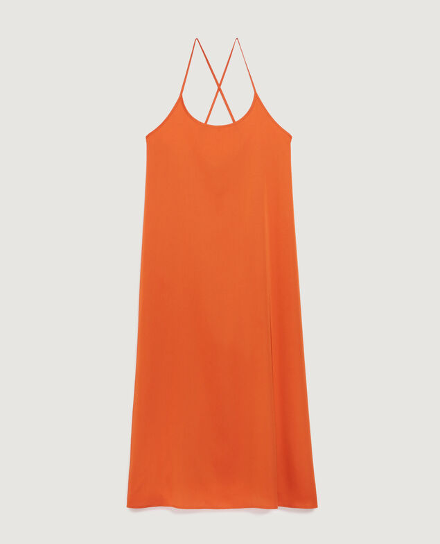 Langes satiniertes Nuisette-Kleid K240 apricot orange
