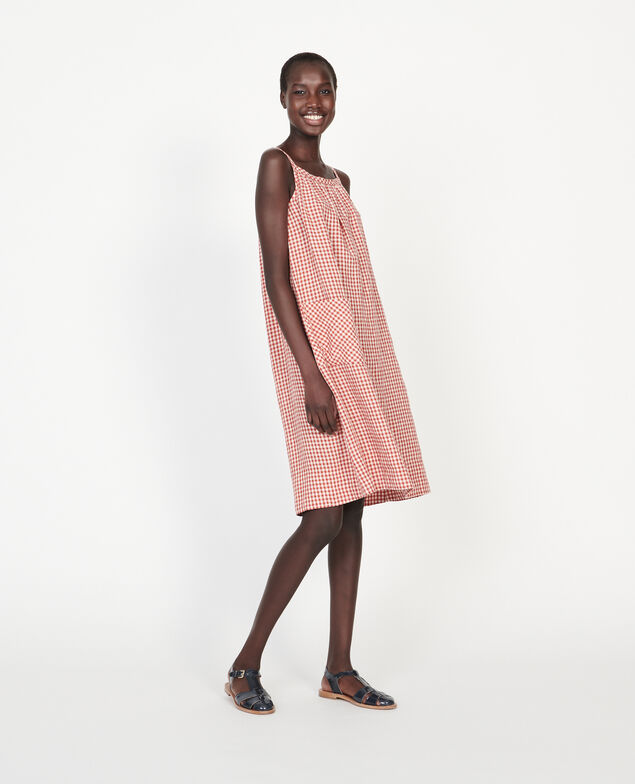 Baumwollkleid Vichy ketchup buttercream
