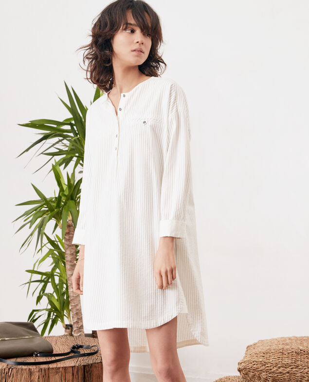 Gestreifte Tunika Off white/navy stripes