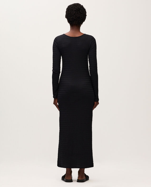Langes texturiertes Kleid H091 black beauty