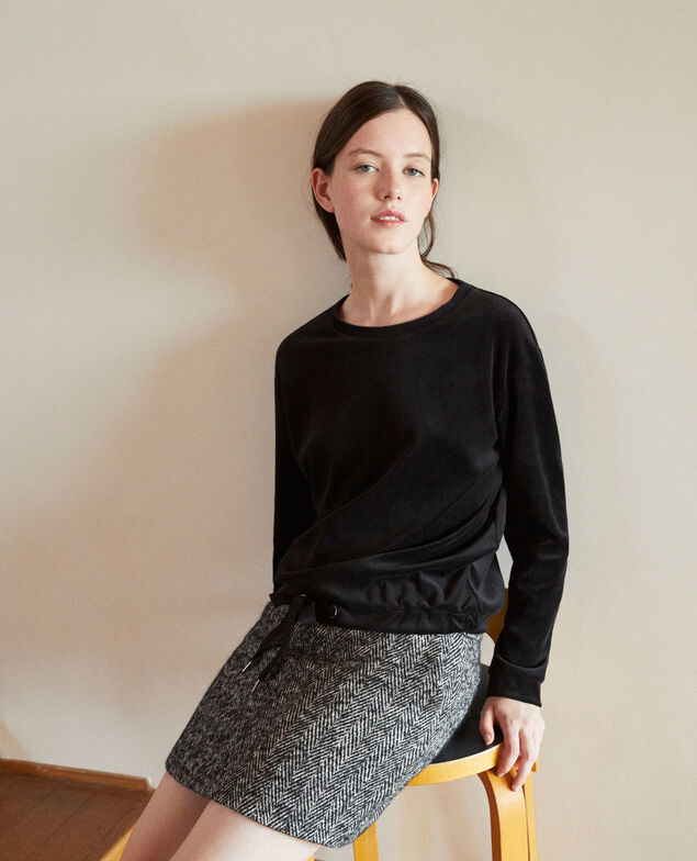 Sweatshirt aus Samt Schwarz