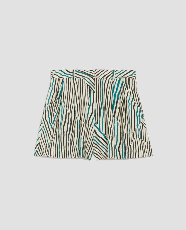 Bedruckte, fließend fallende Shorts Zebrastreifenmuster J014 big zebra ecru