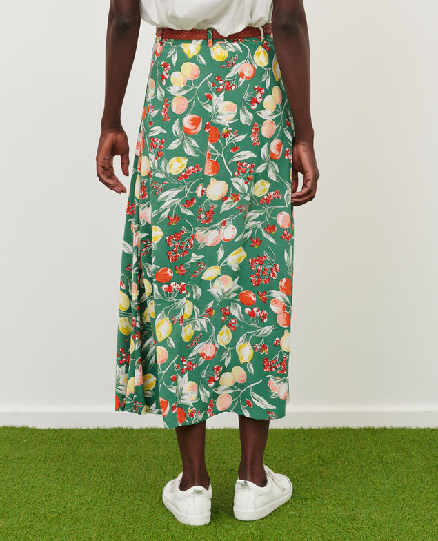 FRANCINE - Fließend fallender Midi-Rock 103 print green