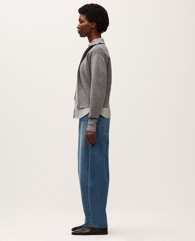 Cardigan aus Merinowolle mit Reißverschluss K070 mel gray