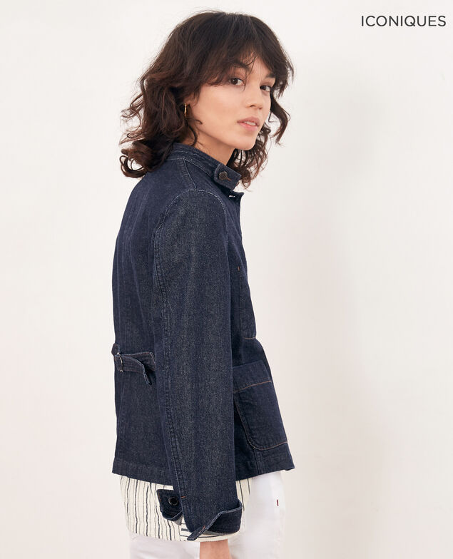 Jeansjacke mit Offizierskragen Indigo