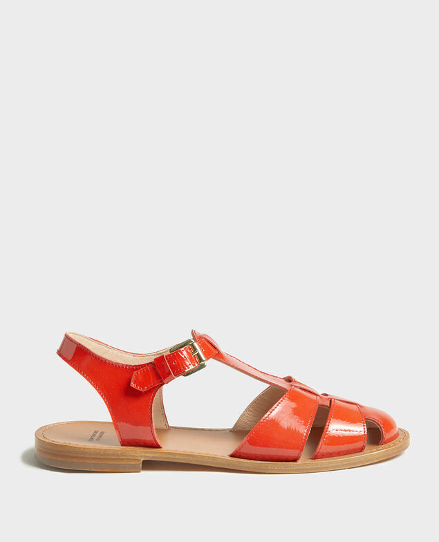 Sandalen aus Lackleder Fiery red