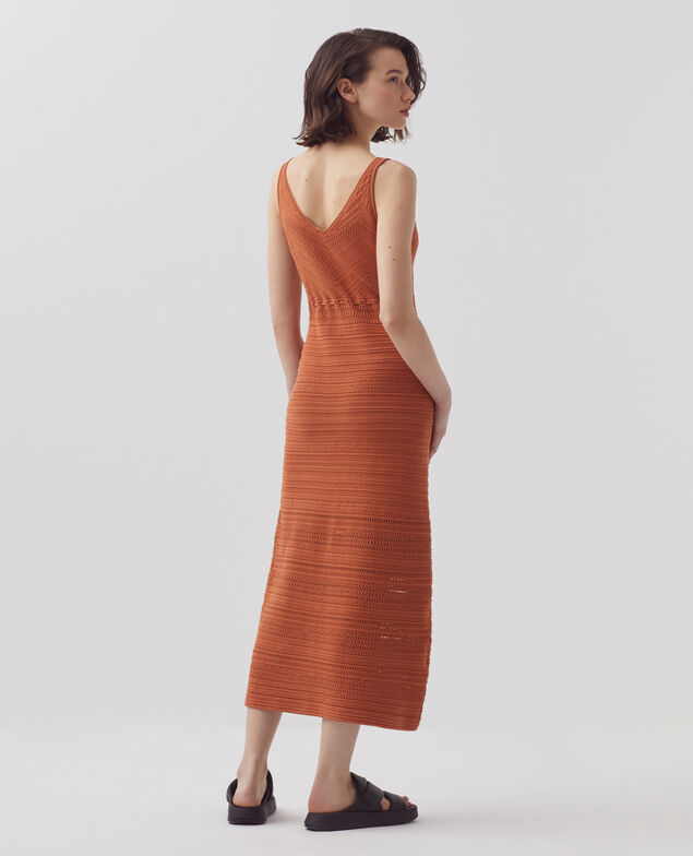 Gehäkeltes Kleid aus Baumwolle H350 amber brown