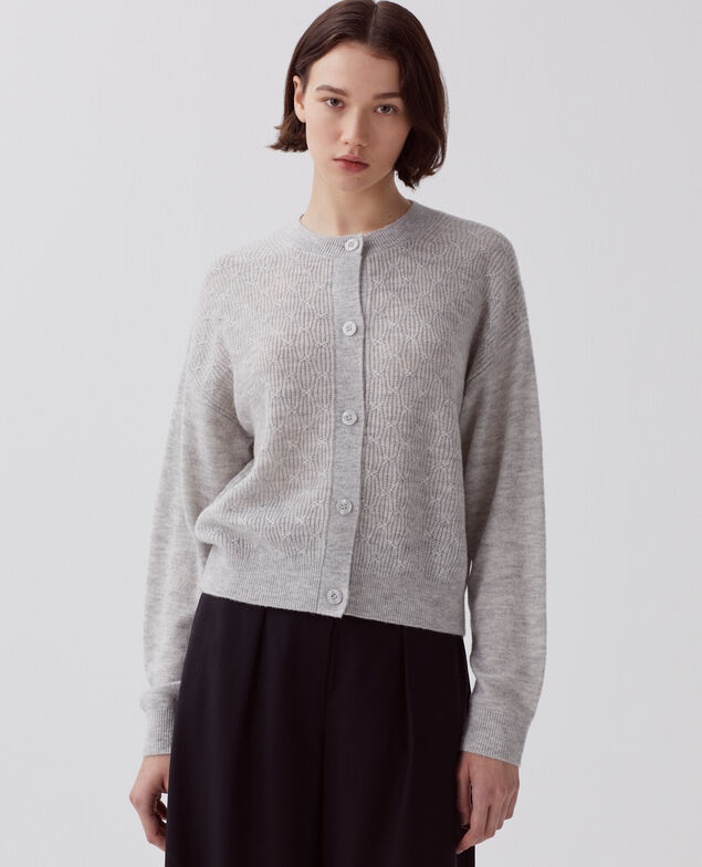 Cardigan mit Zierstrick I022 light gray