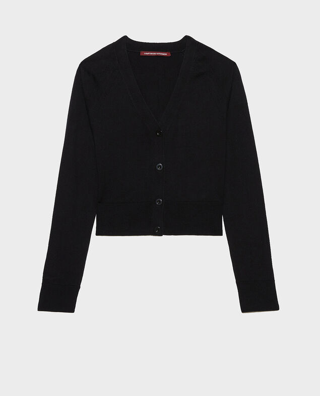 Kurzer Cardigan aus Baumwolle und Seide Black beauty