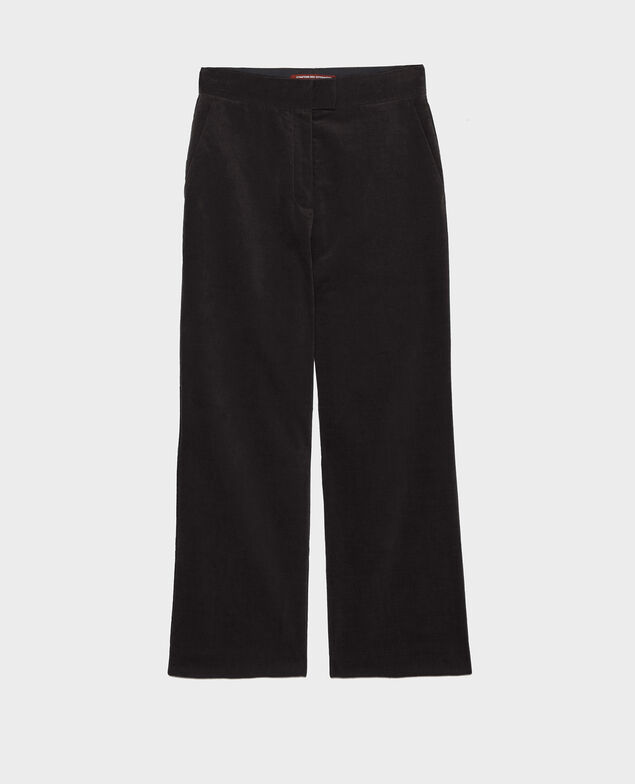 Flare Samthose mit hoher Taille und 7/8-Länge Black beauty