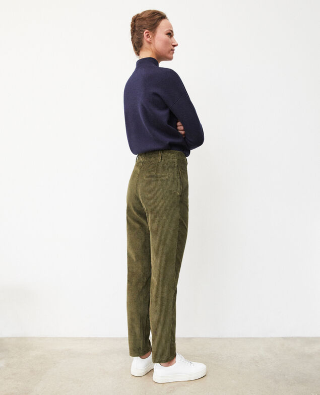 Hose aus grobem Cord Olive night