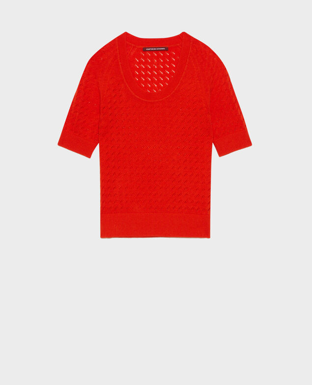 Kurzarm-Pullover aus Baumwolle und Leinen Pureed pumpkin