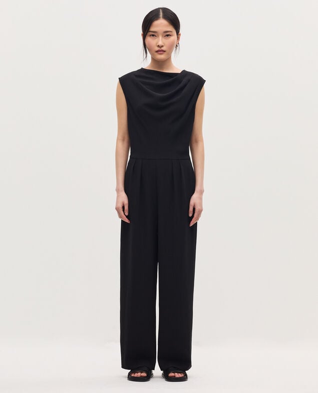 Jumpsuit aus satiniertem Krepp H091 black beauty