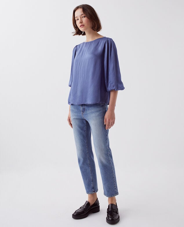 Fließende Bluse mit 3/4-Ärmel I640 gray blue